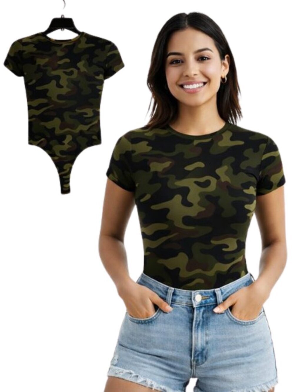 NWT Camouflage Print Bodysuit - Popular 21 Green Camo